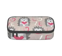 Pencil Case,Big Capacity Printed Pencil Pouch Pen bag Pencil Holder for Office School, Hedgehog with Heart Love