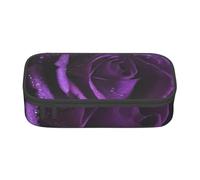 Pencil Case,Big Capacity Printed Pencil Pouch Pen bag Pencil Holder for Office School, Purple Rose Print