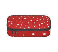 Pencil Case,Big Capacity Printed Pencil Pouch Pen bag Pencil Holder for Office School, Red and White Polka Dots