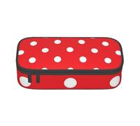 Pencil Case,Big Capacity Printed Pencil Pouch Pen bag Pencil Holder for Office School, Red and White Polka Dot
