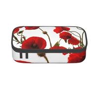 Pencil Case,Big Capacity Printed Pencil Pouch Pen bag Pencil Holder for Office School, Red Poppy Flowers
