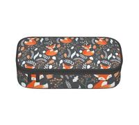 Pencil Case,Big Capacity Printed Pencil Pouch Pen bag Pencil Holder for Office School, Sleepy Foxes (Grey Stone)