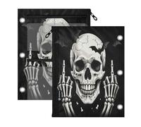 pencil case binder pouching 3 Ringing 2 Pack Skull Middle Finger F You