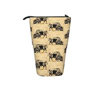 Pencil Case Black Bison Grazing Pen Pouch Large Capacity Stationery Telescopic Pouch Print Upright Pencil Case, for Boys, Students, Adults
