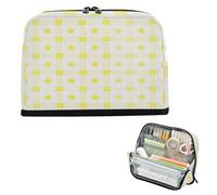 Pencil Case Box Large Capacity Makeup Pouches Slim Stationery Pencil Case for Kids Grade School Supplies Checkered Stars Yellow Plaid bolsa de maquillaje para mujer