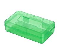 Pencil Case Bulk Clear Hard Plastic Box Organizer with Snap Tight Lid Stackable Crayon Storage Kids Art Student School Classroom Portable for Home Office (Green)