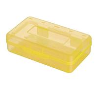 Pencil Case Bulk Clear Hard Plastic Box Organizer with Snap Tight Lid Stackable Crayon Storage Kids Art Student School Classroom Portable for Home Office (Yellow)