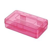 Pencil Case Bulk Clear Hard Plastic Box Organizer with Snap Tight Lid Stackable Crayon Storage Kids Art Student School Classroom Portable for Home Office (Red)