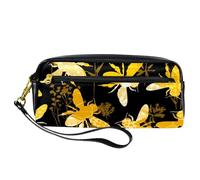 Pencil Case, Bumble Bees Silhouette Pen Bag Pouch PU Leather Stationery Pouch with Zipper for Boys Girls School & Office Supplies