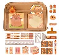 Pencil Case Capybara Set - Capybara Stationery Bag Pouch | Multilayer Big Capacity Pencil Pouch | Capybara Pen Holder with Compartments for Pens, Clips, Rulers, and More Home School