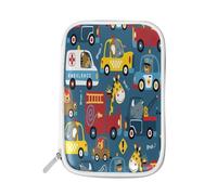 Pencil Case Cartoon Cars Giraffe, Holder Pencil Bag Colorful Car Bus Zipper Stationery Travel Pouch Bag Organizer Cosmetic Pen Bag for School Girls Boys
