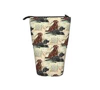 Pencil Case Chocolate Yellow Black Labrador Wildflowers Stationery Organizer Lightweight Telescopic Pencil Case Personalized Telescopic Pencil Bag, for Kids, Girls, Boys