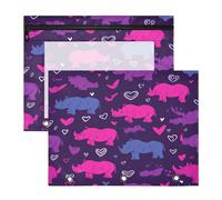 Pencil Case Clear 3 Hole Pocket for A4 Paper Letter 2 Pack Students Art Supplies Storage Romance Style Nile Rhino