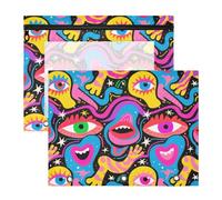 Pencil Case Clear 3 Hole Punch for A4 Paper Letter 2 Pack Students Office Cartoon Cool and Colorful Graffiti