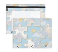 Pencil Case Clear Pocket Folders for A4 Paper Letter 2 Pack Students Art Supplies Storage Cute Silver Jigsaw Puzzle