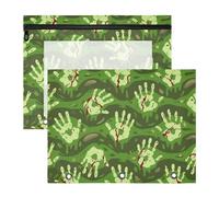 Pencil Case Clear Window 3 Hole Pocket for A4 Paper Letter 2 Pack Teacher Back to School Scary Bloody Green Hands