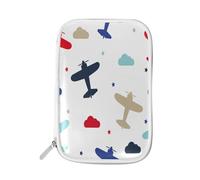 Pencil Case Colorful Airplanes Stars, Holder Pencil Bag Plane Zipper Stationery Travel Pouch Bag Organizer Cosmetic Pen Bag for School Girls Boys