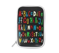 Pencil Case Colorful Alphabet, Holder Pencil Bag Letter Zipper Stationery Travel Pouch Bag Organizer Cosmetic Pen Bag for School Girls Boys