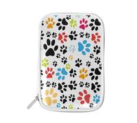 Pencil Case Colorful Cats Dog Paws, Holder Pencil Bag Kitty Kitten Footprint Zipper Stationery Travel Pouch Bag Organizer Cosmetic Pen Bag for School Girls Boys