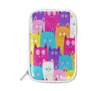 Pencil Case Colorful Cats, Holder Pencil Bag Animals Kitty Cute Zipper Stationery Travel Pouch Bag Organizer Cosmetic Pen Bag for School Girls Boys
