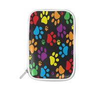 Pencil Case Colorful Dog Paw Print, Holder Pencil Bag Animal Footprint Zipper Stationery Travel Pouch Bag Organizer Cosmetic Pen Bag for School Girls Boys