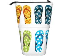 Pencil Case Colorful Flip Flops Cosmetics Pouch Lightweight Telescopic Pencil Case Large Capacity Stand Up Pen Bag for Girls, Adults, Kids