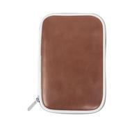 Pencil Case Colorful Leather Texture, Holder Pencil Bag Brown Zipper Stationery Travel Pouch Bag Organizer Cosmetic Pen Bag for School Girls Boys