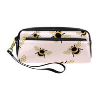 Pencil Case, Cute Bumble Bees Pattern Pen Bag Pouch PU Leather Stationery Pouch with Zipper for Boys Girls School & Office Supplies