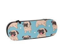 Pencil Case Cute Cartoon Animal Pet Dog Pug Leather Pencil Pouch Big Capacity Pencil Pen Case Cosmetic Bag