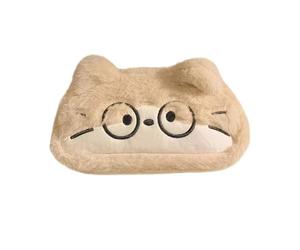 Pencil Case - Cute Cat Plush Stationery Organizer | Lightweight Makeup Case with Cartoon Pen Holder - 7.87" Portable Zipper Holder | Cons, Black Glasses Pencil Case, riferimento alla descrizione