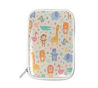 Pencil Case Cute Jungle Lion Giraffe, Holder Pencil Bag Animals Flower Leaf Zipper Stationery Travel Pouch Bag Organizer Cosmetic Pen Bag for School Girls Boys