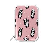 Pencil Case Cute Pandas Bear, Holder Pencil Bag Polka Dot Hearts Zipper Stationery Travel Pouch Bag Organizer Cosmetic Pen Bag for School Girls Boys