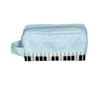 Pencil Case Cute Polka Dot Print Stationery Bag with Handles and Large Capacity-Blue-A