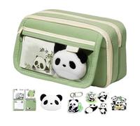 Pencil Case Cute - Stationery Organ-iser | Pencil Pouch with Dolls - Panda Case, Large Capacity Stationery Box, Perfect for Students, Artists, and Professionals Alike, 8.66x2.95x5.12 Inches, 200g