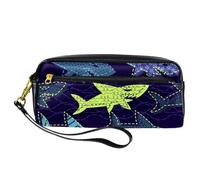 Pencil Case, Danger Shark on The Deepsea Pen Bag Pouch PU Leather Stationery Pouch with Zipper for Boys Girls School & Office Supplies
