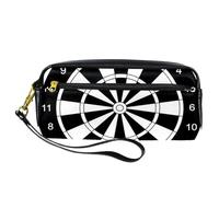 Pencil Case, Darts Board with Twenty Black White Sectors Pen Bag Pouch PU Leather Stationery Pouch with Zipper for Boys Girls School & Office Supplies