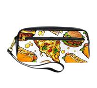 Pencil Case, Delicious Fast Food Meal Pen Bag Pouch PU Leather Stationery Pouch with Zipper for Boys Girls School & Office Supplies
