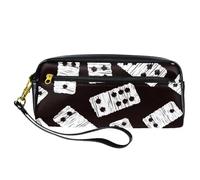 Pencil Case, Domino Game Cards Pen Bag Pouch PU Leather Stationery Pouch with Zipper for Boys Girls School & Office Supplies