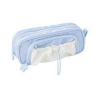 Pencil Case-Double Layer Large Capacity Pencil Cabinet | Pen Storage Container Stationery Pouch for Classroom Art Teen Kindergarten Craft Offices College Girl Travel Kids, Blue, verwijzen naar de
