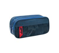Pencil Case Double Zipper Unisex School Stationery Storage Pencil Case-Blue-A