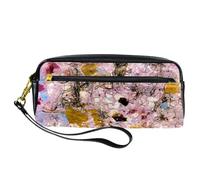 Pencil Case, Dry Autumn Leaves Background Pen Bag Pouch PU Leather Stationery Pouch with Zipper for Boys Girls School & Office Supplies