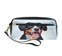 Pencil Case, Entlebucher Mountain Dog Portrait Pen Bag Pouch PU Leather Stationery Pouch with Zipper for Boys Girls School & Office Supplies