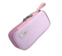 Pencil Case Expandable Stationery Organizer with Large Capacity, Double Zipper Storage and Carry Strap Daily Expandable Pencil Pouch Large Capacity Pen Organizer School Supply Case Three Compartment