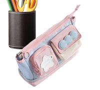Pencil Case Fabric - 22x11.5x8.5cm High Capacity Pencil Bag with Zipper | Stationery Storage Organizer for Eraser Ruler Marker Sticky Notes Daily Use Office Work Art Class Travel Backpack