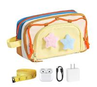 Pencil Case | Five-Pointed Star School - Aesthetic Pen Bag with Zip Stationery Organisation Must-Haves for Children Students Girls Arts Crafts Drawing School, yellow, Siehe Beschreibung, See