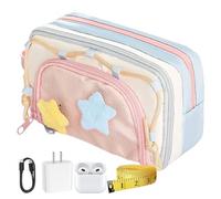 Pencil Case | Five Pointed Star Shaped Supplies Organizer, Large Capacity Zippered Pencil Pouch for Girls School College Travel Drawing Art, Pink, Se référer à la description, Refer to