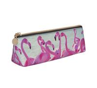 Pencil Case Flock of Pink Flamingos On The Beach Print Triangle Pencil Case Large Capacity Durable Pen Pouch, for Girls, Adults, School