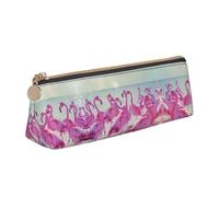 Pencil Case Flock of Red Flamingos On The Beach Triangle Pencil Case Personalized with Zipper Stationery Organizer, for Students, School, Kids