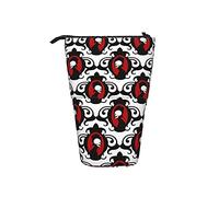 Pencil Case Flourish Black Red White Cosmetics Pouch Lightweight Stationery Organizer Box with Zipper Stationery Telescopic Pouch, for Boys, Girls, College