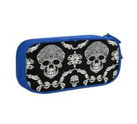 Pencil Case Flowers Skull Ornamental Pattern Print Large Capacity Pencase With Compartments Zip, Pencil Pen Pouch Stationery Bag Storage Organizer For Boys Girls Students College School Office